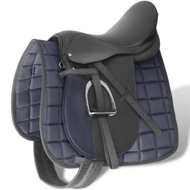 Set De Selle Equitation 175 En Cuir Veritable 12 Cm 5 En 1 Noir