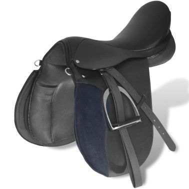 Set De Selle Equitation 175 En Cuir Veritable 12 Cm 5 En 1 Noir