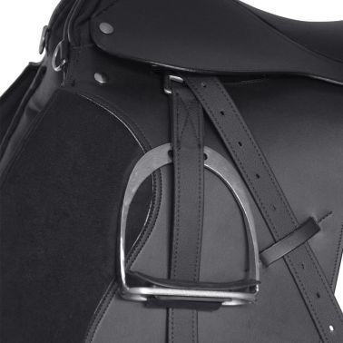 Set De Selle Equitation 175 En Cuir Veritable 12 Cm 5 En 1 Noir