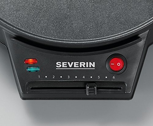 Severin Cm2198 - Crepiere Diametre 30cm 1000w - Thermostat Reglable - Inclus Spatule A Crepe Et Repartiteur De Pate En Bois - Noir