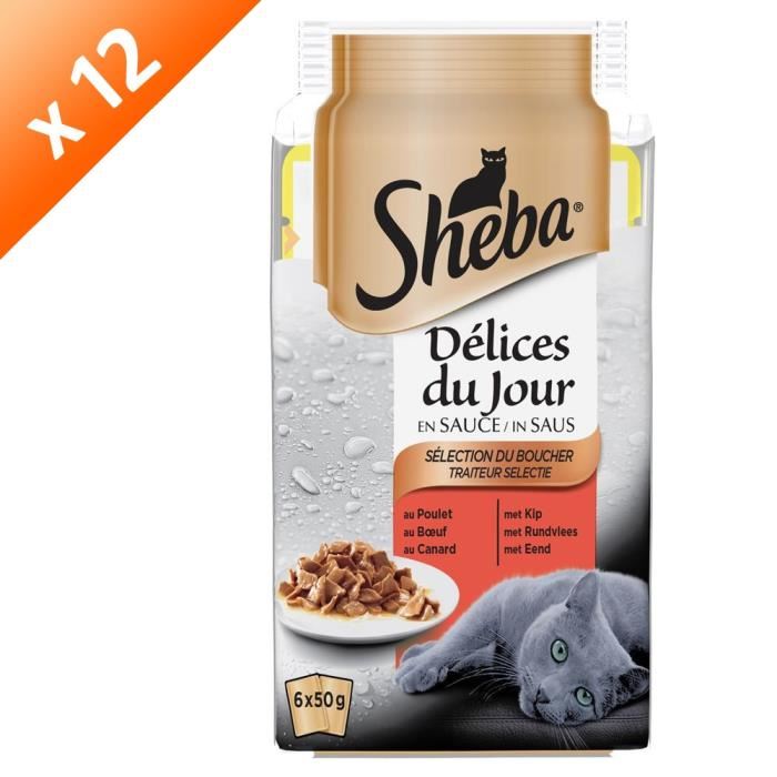 Sheba Delices Du Jour Sachets Fraîcheur En Sauce - 3 Varietes - Pour Chat - 72 X 50 G