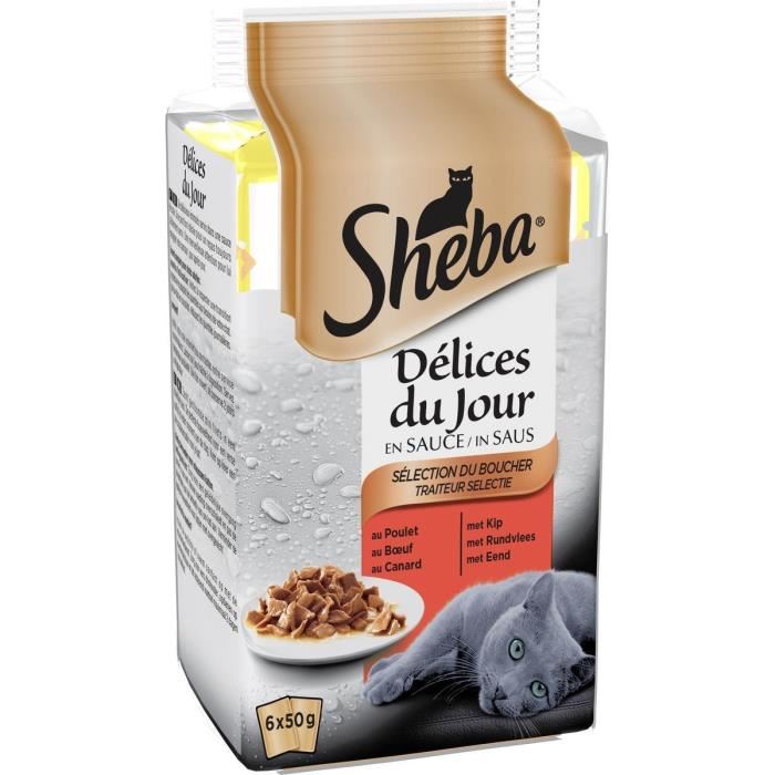 Sheba Delices Du Jour Sachets Fraîcheur En Sauce - 3 Varietes - Pour Chat - 72 X 50 G