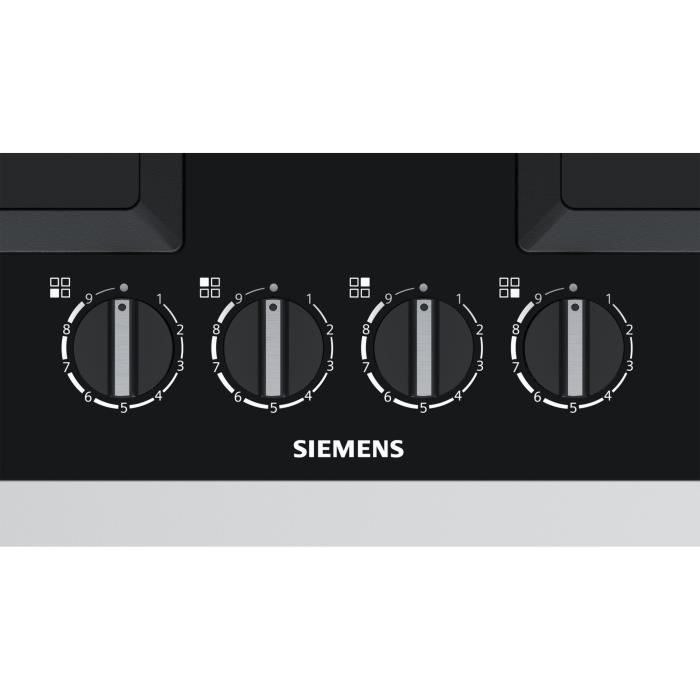 Siemens Ep6a6pb20 - Table De Cuisson Gaz - 4 Foyers - 7500 W - L 59 X P 52 Cm - Revetement Verre - Noir