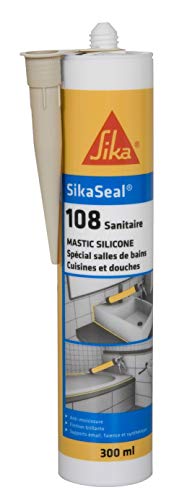 Mastic Silicone Anti Moisissure Sika Sikaseal 108 Sanitaire Gris Clair 300ml