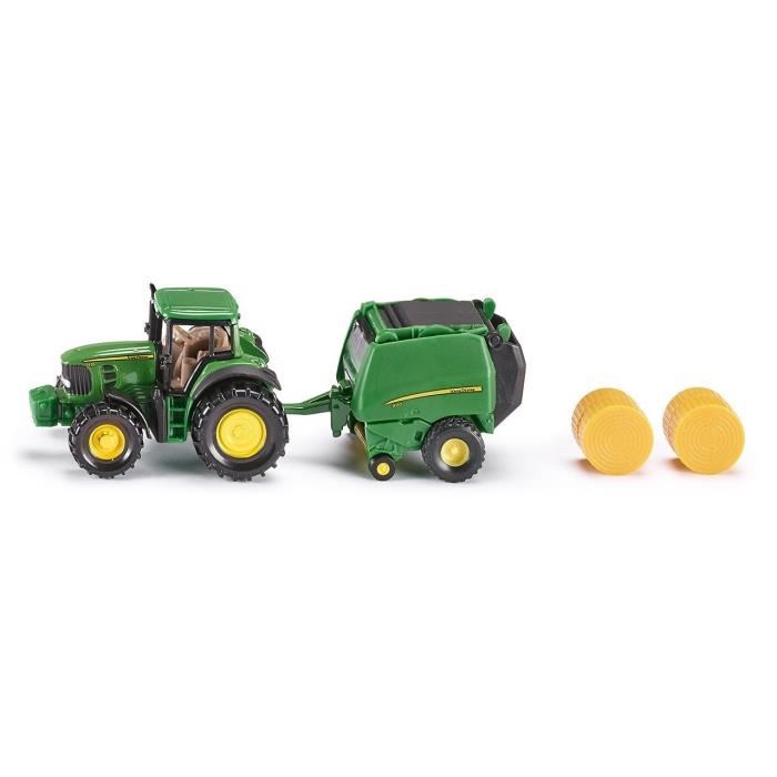 Siku Tracteur John Deere Avec Presse A Ballots John Deere 1/64eme - Vehicule Miniature