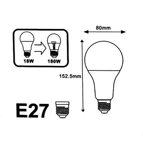 Ampoule E27 LED 18W 220V A80 - couleur eclairage : Blanc Froid 6000K