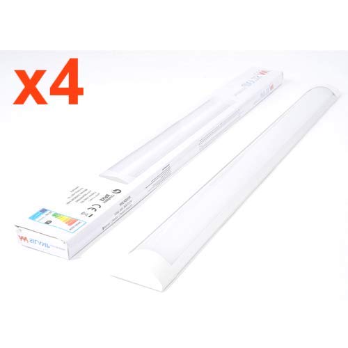 Silamp Pack De  4 - Reglette Led 120cm 36w - Blanc Neutre 4000k - 5500k