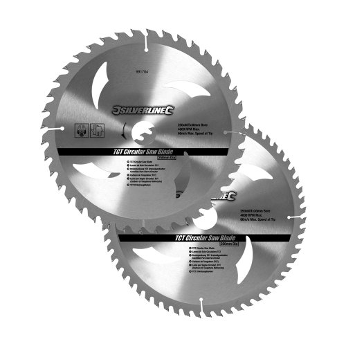 Lot De 2 Lames De Scie Circulaire Carbure De Tungstene Silverline Ø250 Mm - 40 Et 60 Dents
