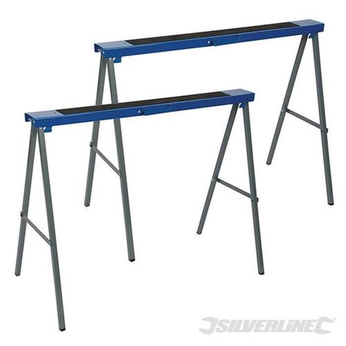 Chevalet De Sciage 2 Treteaux Metalliques 100 Kg Silverline 783160