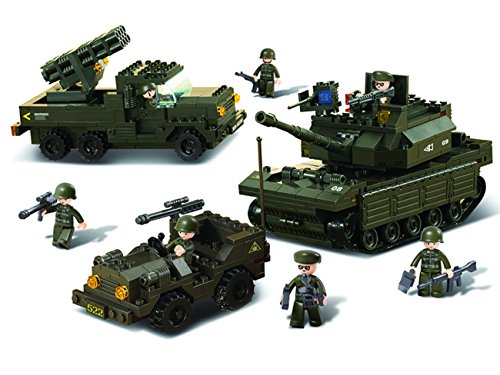 Sluban M38 B6800 Army Set Char Lance Roquettes Jeep