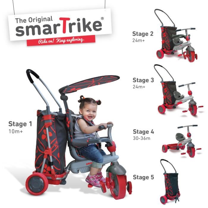Tricycle Evolutif Smartrike Smart Go 3 Roues Touch Steering Rouge