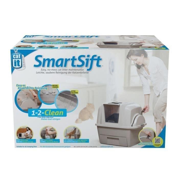 Catit Maison De Toilette Bac A Litiere Pour Chat Smartsift Systeme De Ramassage L 66 X L 48 X H 63 Cm