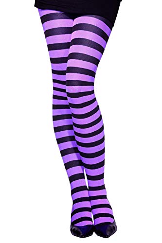 Collants rayes violet et noir fille Taille Unique