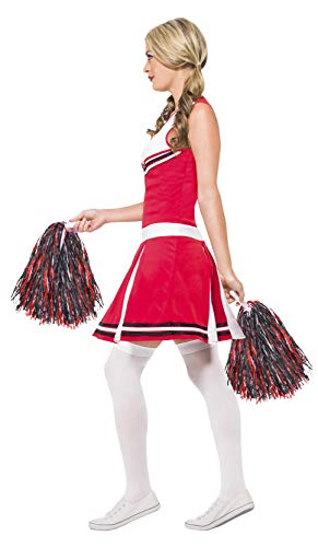 Deguisement Pompom Girl Smiffys Robe Rouge Et Blanche Pompons Adulte Mixte