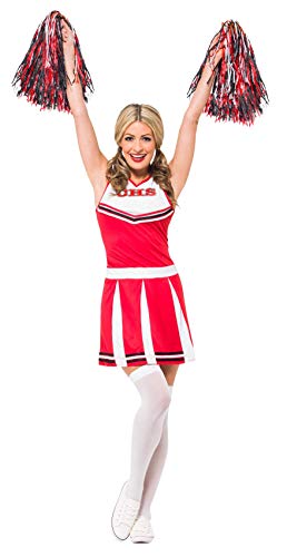 Deguisement Pompom Girl Smiffys Robe Rouge Et Blanche Pompons Adulte Mixte