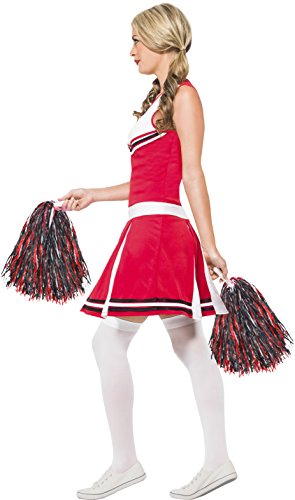 Deguisement Pompom Girl Smiffys Robe Rouge Et Blanche Pompons Adulte Mixte