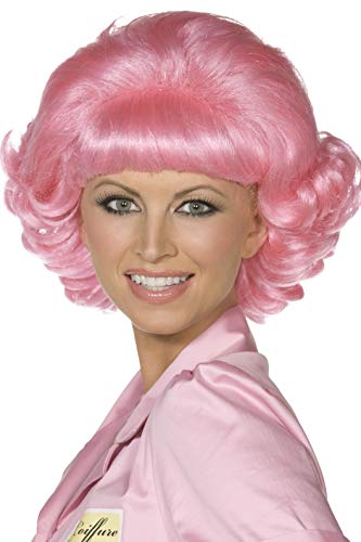 Smiffys Perruque Grease Frenchy, Rose, C...