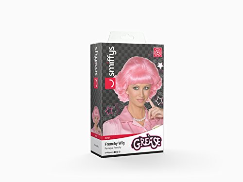 Smiffys Perruque Grease Frenchy, Rose, C...