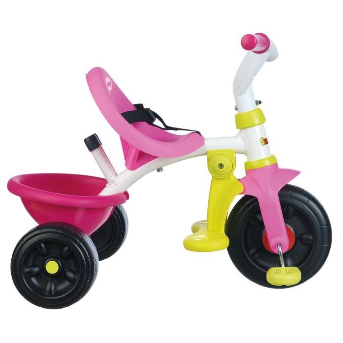 Tricycle Evolutif Smoby Be Fun Rose - Pedales Antiderapantes - Benne Basculante - 15 Mois A 4 Ans