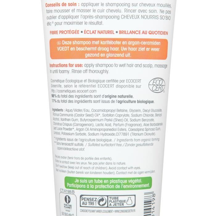 Lea Nature So Bio Etic Shampoing Cheveux Nourris Karite Biologique 250 Ml - Tube 250 Ml