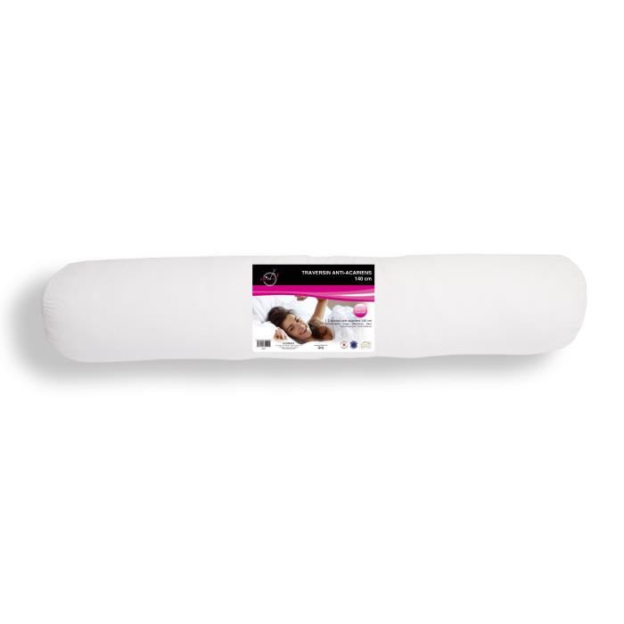 Traversin Microfibre Blanc 140 X 20 Cm Anti Acariens Synthetique