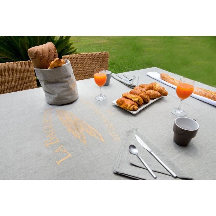 SOLEIL DOCRE Nappe carree Baguette 180x180 cm Gris et or