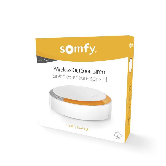 Sirene Exterieure Sans Fil Somfy 2401491 Compatible Home Alarm Et Somfy One 112db Flash Lumineux