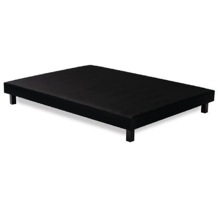 Sommier tapissier a lattes 160 x 190 - Bois massif noir + pieds - FINLANDEK Rakenne