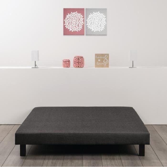 Sommier Tapissier A Lattes 160 X 200 Bois Massif Gris Anthracite Pieds Deko Dream Rakenne