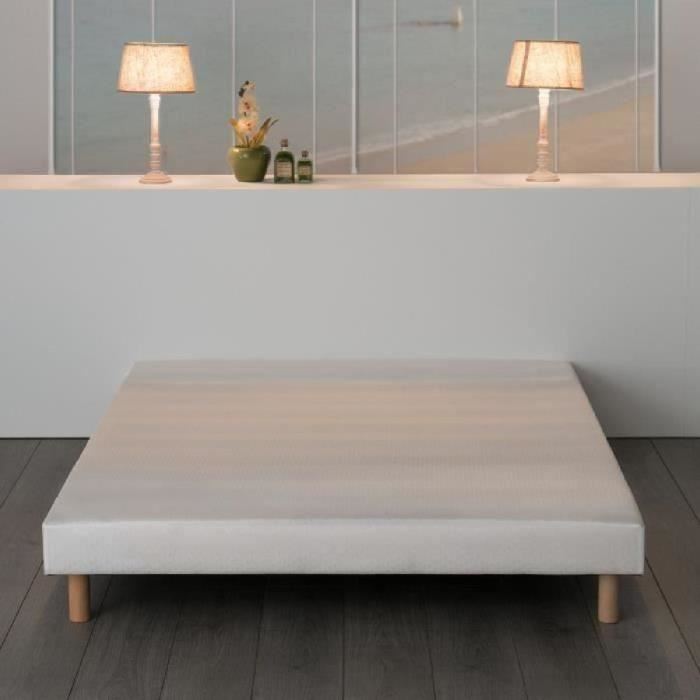 Deko Dream Finlandek Rakenne Sommier Tapissier A Lattes 160 X 200 - Bois Massif Blanc + Pieds