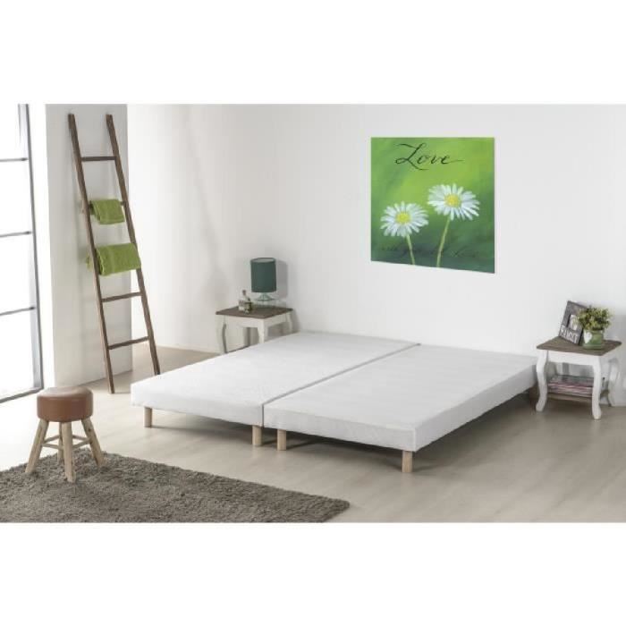Deko Dream Rakenne Sommiers Tapissiers A Lattes X 2 180 X 200 Bois Massif Blanc Pieds