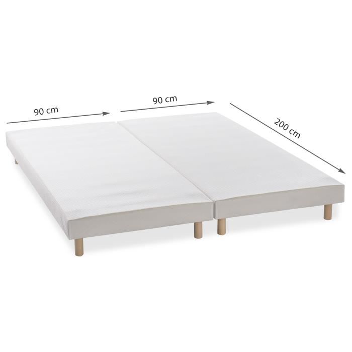 Deko Dream Rakenne Sommiers Tapissiers A Lattes X 2 180 X 200 Bois Massif Blanc Pieds