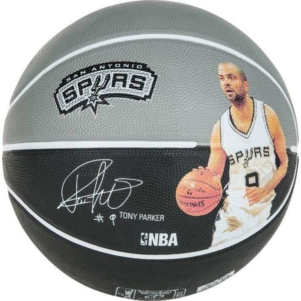 Spalding Ballon De Basket Ball Nba Player Tony Parker Gris Et Noir Taille 7