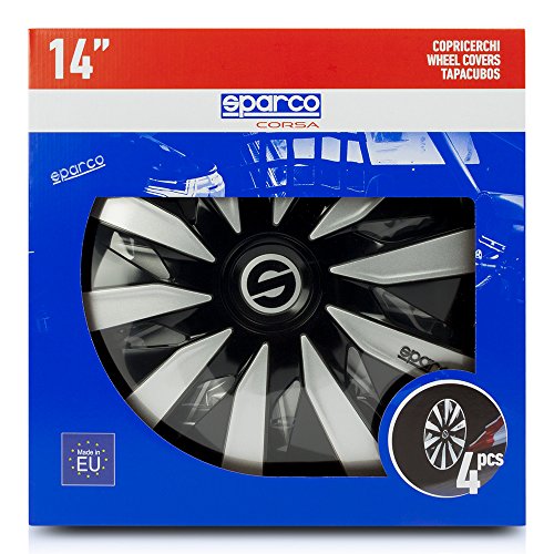 SPARCO 4 Enjoliveurs Lazio 14 Noir et Argent