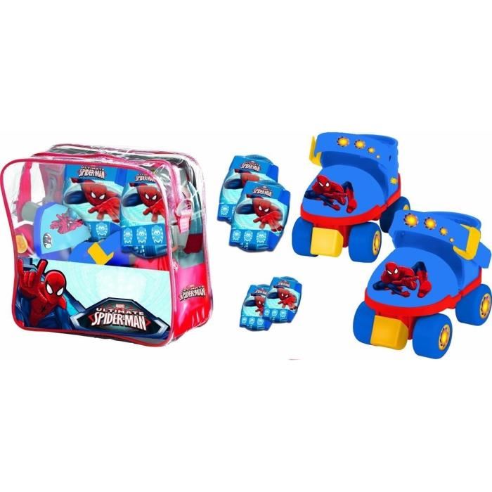 Spiderman Rollers Reglables Et Protections (taille 22 A 29) (patins + Genouilleres + Coudieres) - Marvel