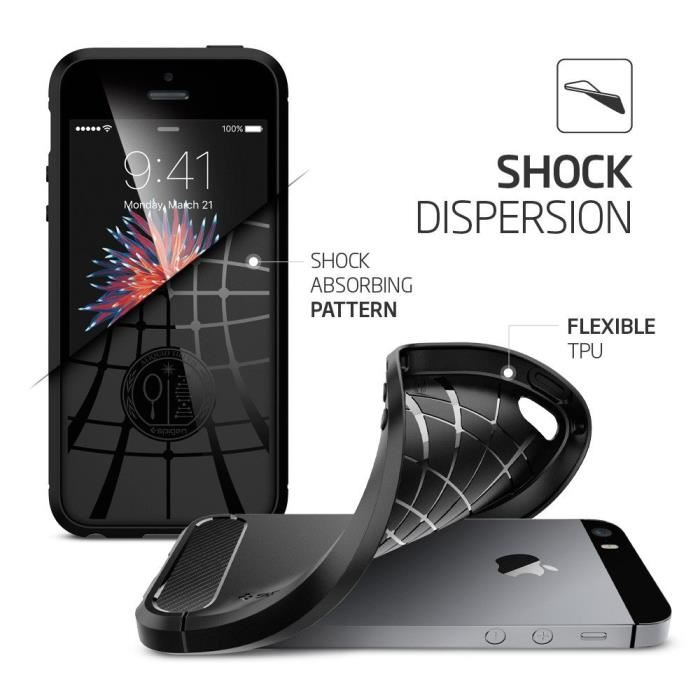 Spigen Rugged Armor Coque Pour Iphone 5/5s/se Noir