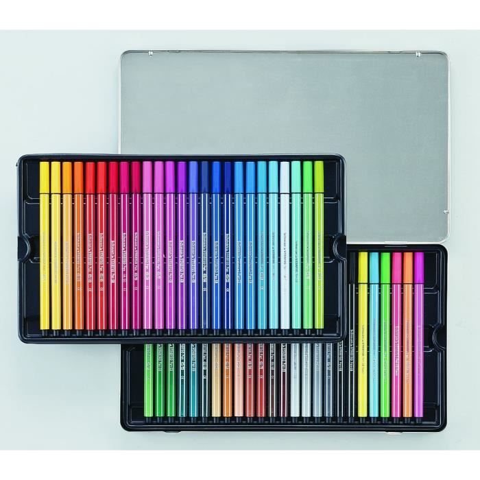STABILO Boite metal de 50 Feutres de Dessin Pen 68