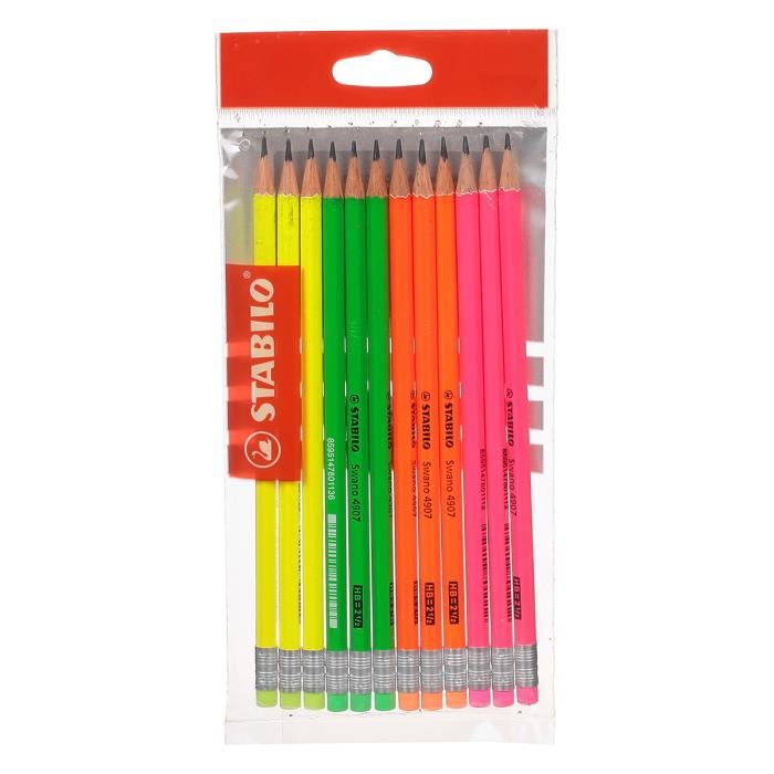 Set de 12 crayons Graphite Grafito bout gomme - STABILO - Assortiment