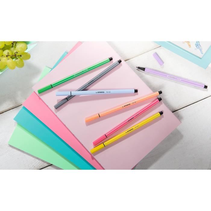 STABILO Pen 68 Pochette de 8 feutres de coloriage coloris pastel