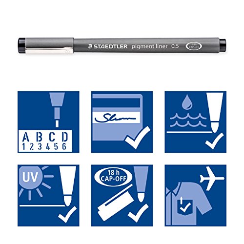 Feutres Pointe Calibree - Staedtler - Étui 6 - Encre Pigmentee - Resistant A Leau