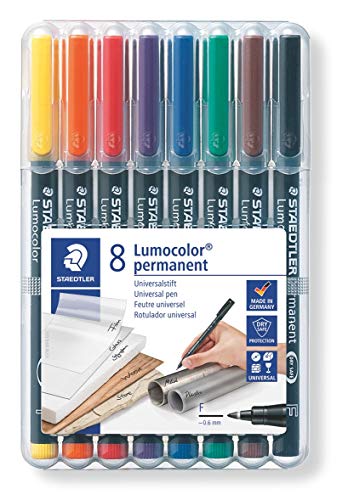 Feutre Staedtler Lumocolor Permanent 06 Pochette De 8 Assortis Indelebile Fine