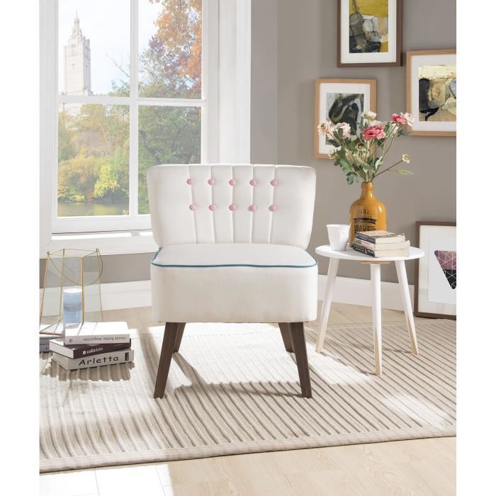 Fauteuil Design Confortable Briz Blanc Et Rose