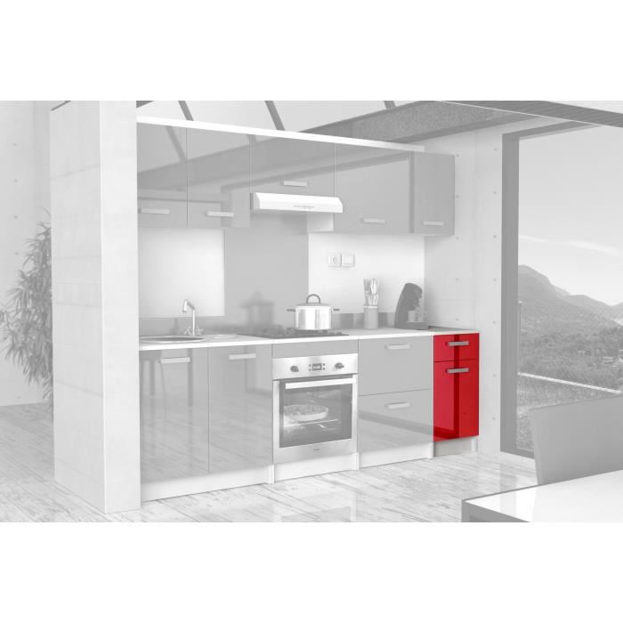 Start Caisson Bas De Cuisine L 40 Cm Avec Plan De Travail Inclus - Rouge Brillant