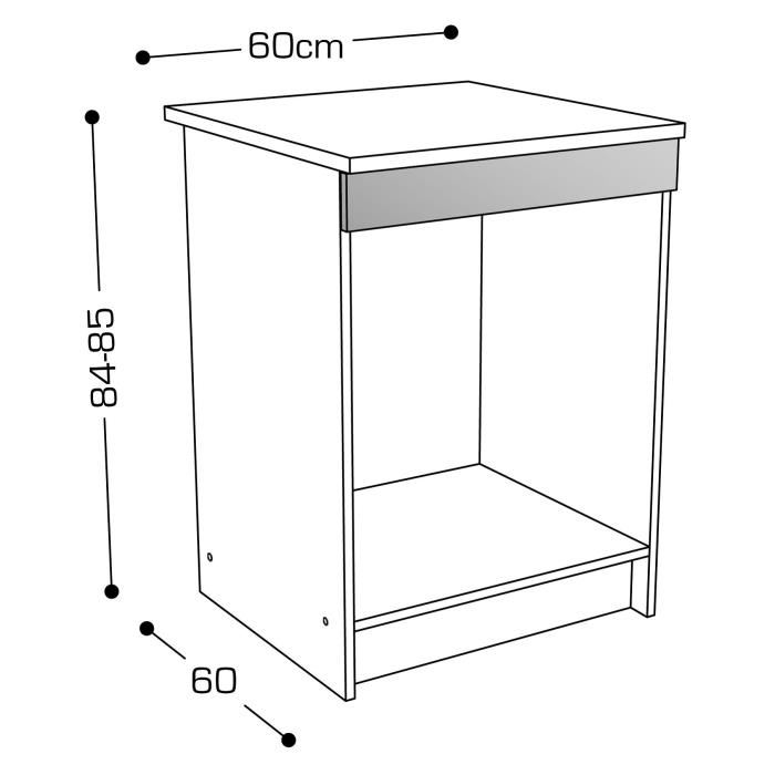 Start Meuble Four Avec Plan De Travail L 60 Cm - Ivoire Brillant