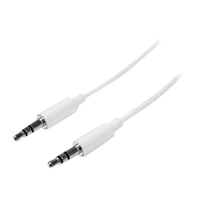 Cable Audio Stereo Mini-jack 3,5 Mm Slim De 2 M - Cordon Audio Jack - 2x 3,5 Mm M/m - Blanc - Mu2mmmswh
