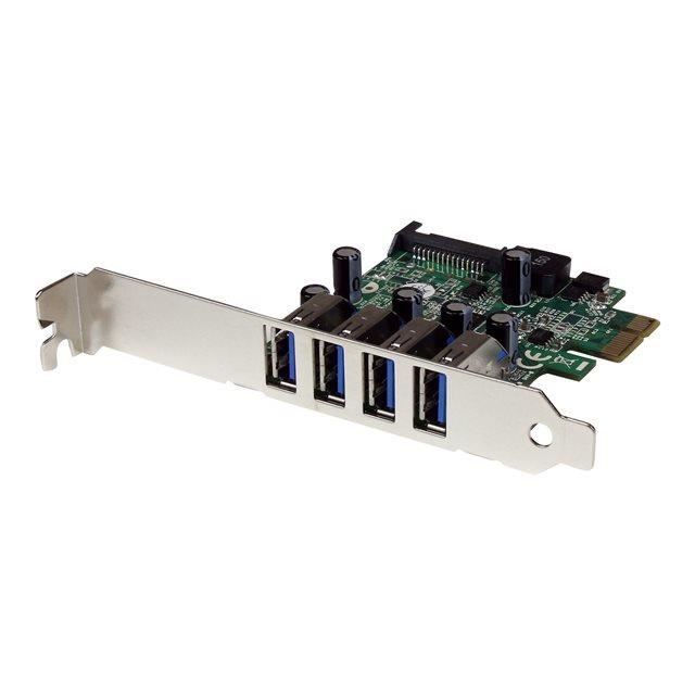 StarTechcom Carte PCI Express 4 ports USB 30 HUB Interne 4 x USB Type A Femelle PCI E Alimentation SATA Low Profile