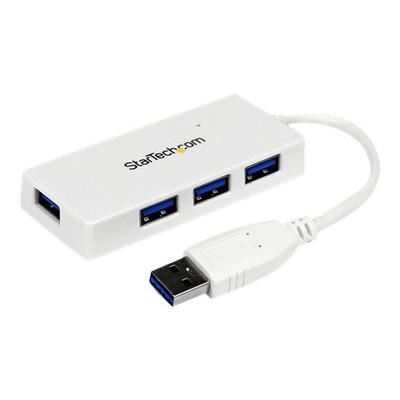 StarTech.com Hub USB 3.0 4 ports - Mini Hub USB3 Externe (cable integre) - Concentrateur USB 3 - 4x USB A (F) 1x USB A (M) Blanc
