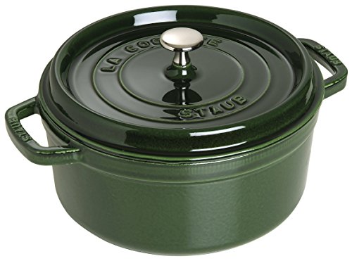 Cocotte - Staub - Ronde Basilic 26cm - 5l - Fonte Emaillee - Compatible Induction - Design Contemporain
