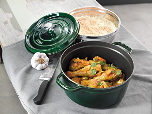 Cocotte - Staub - Ronde Basilic 26cm - 5l - Fonte Emaillee - Compatible Induction - Design Contemporain