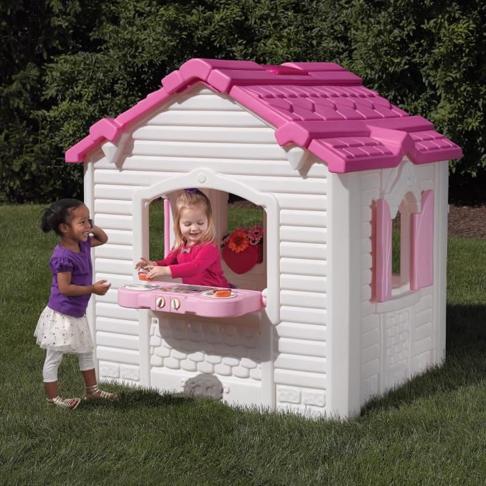 Step2 Sweetheart Maison Enfant En Plastique Maison De Jeux Rose Pour Lexterieur Jardin Maisonnette